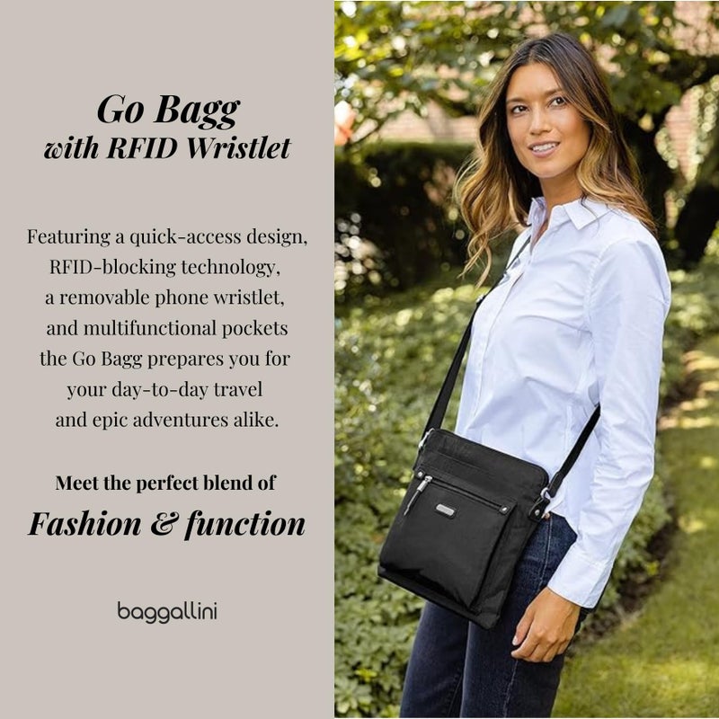 Baggallini Go Bagg with RFID Wristlet - Lightweight 10.75"x10" Travel Purse Crossbody Bag for Women - Image 2